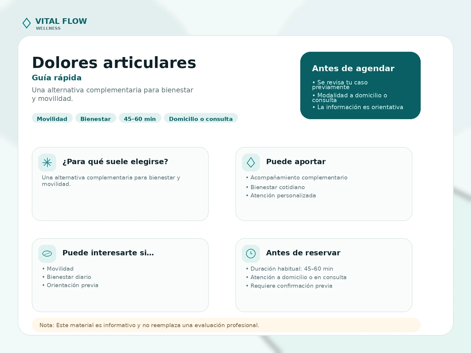 Guía informativa del servicio Dolores articulares