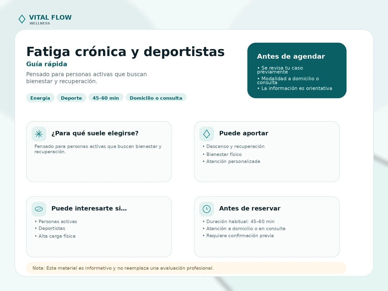 Guía informativa del servicio Fatiga crónica y deportistas