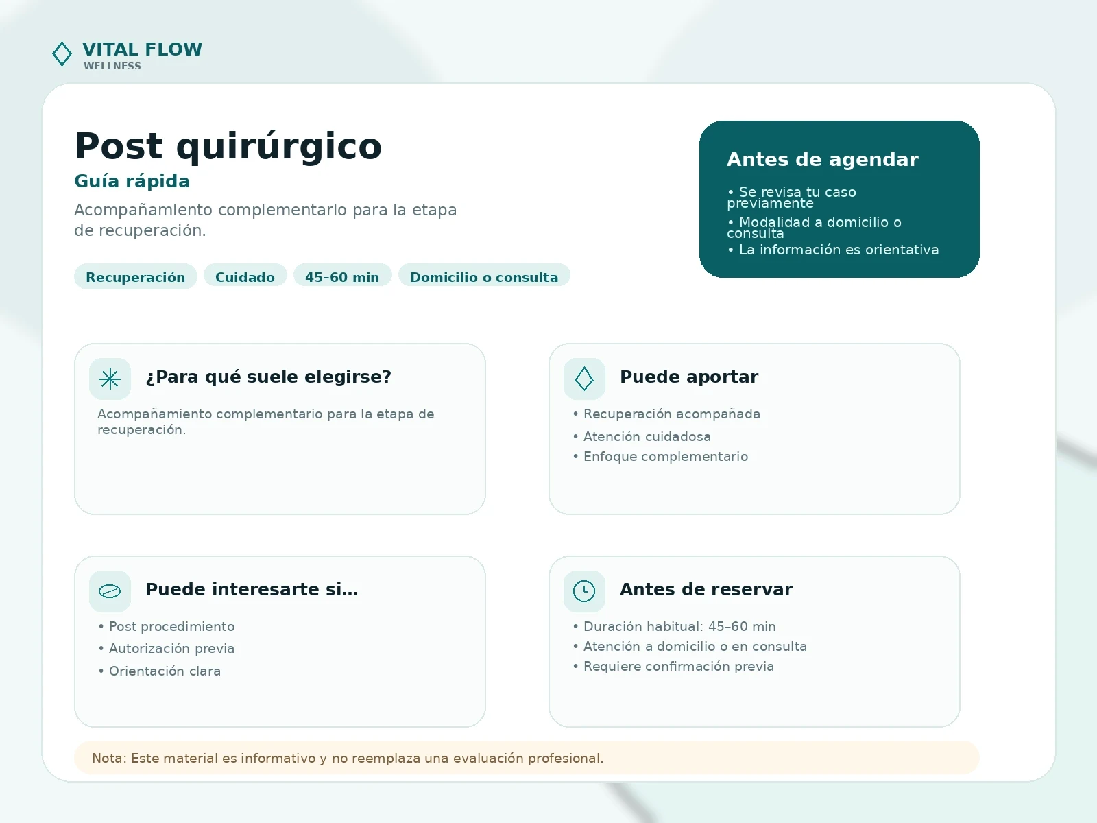 Guía informativa del servicio Post quirúrgico